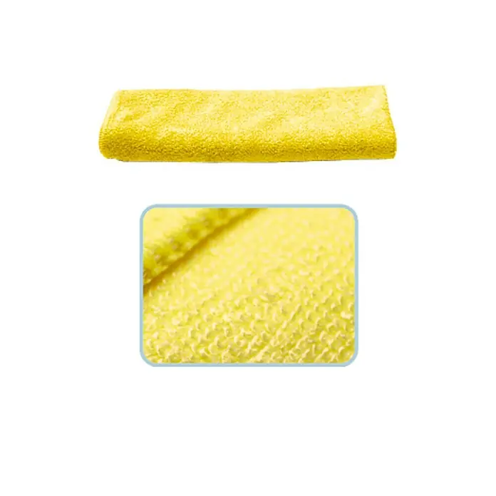 Mikrofasertuch Topline - 5 Stk., 40 x 40 cm, Mikrofaser, Gelb - Gelbes Mikrofasertuch, ideal für Reinigungsarbeiten. Das Detailbild zeigt die weiche Textur.