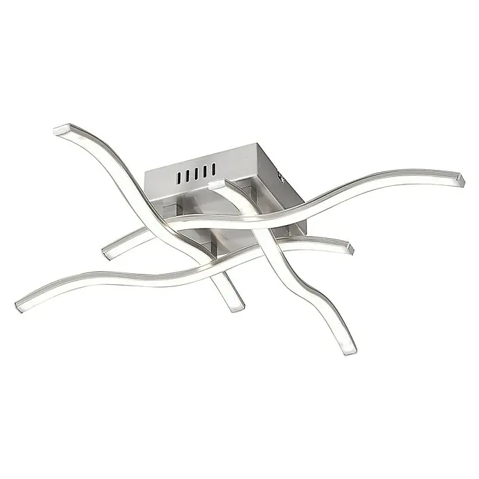 Just Light Wave LED-Deckenleuchte - 19,2 W, L x B x H: 550 x 550 x 90 mm, Stahl, Warmweiß - Moderne Deckenleuchte mit geschwungenen LED-Armen, die ein elegantes und helles Ambiente schafft. Ideal für Wohn- und Schlafräume.