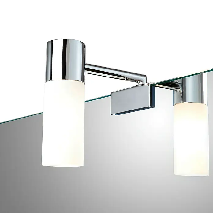 Camargue LED-Spiegelleuchte Tauri - 2 W, 230 V - Moderne Badezimmerleuchte mit zwei zylindrischen Lampen an einem Spiegel befestigt, sorgt für stilvolle Beleuchtung.