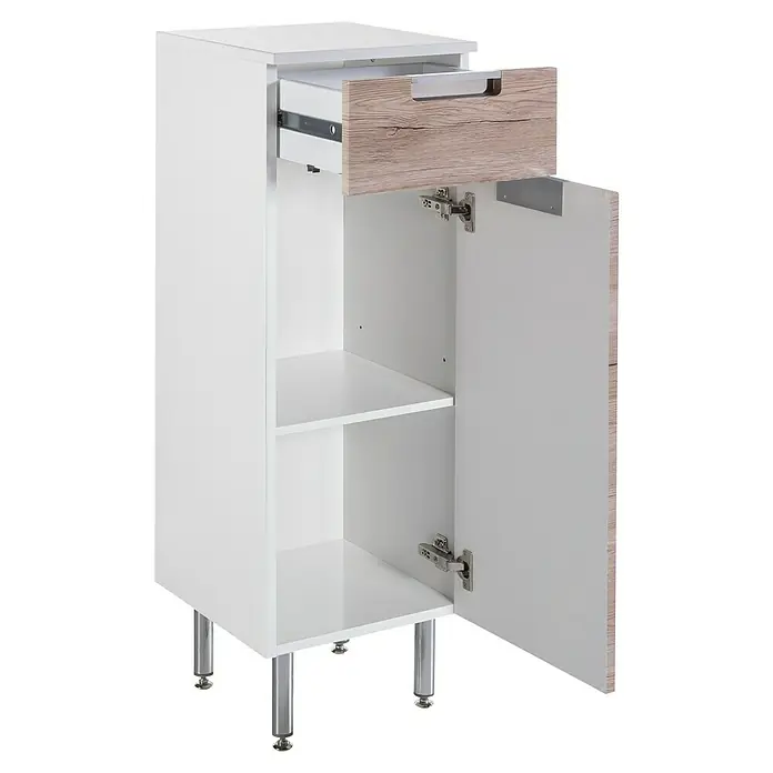 Schildmeyer Sunny Unterschrank - B x T x H: 33 x 35 x 88,5 cm, Weiß glänzend - Weißer Badezimmerschrank mit Schublade und Tür, ideal für kleine Badezimmer zur Aufbewahrung von Handtüchern und Badutensilien.