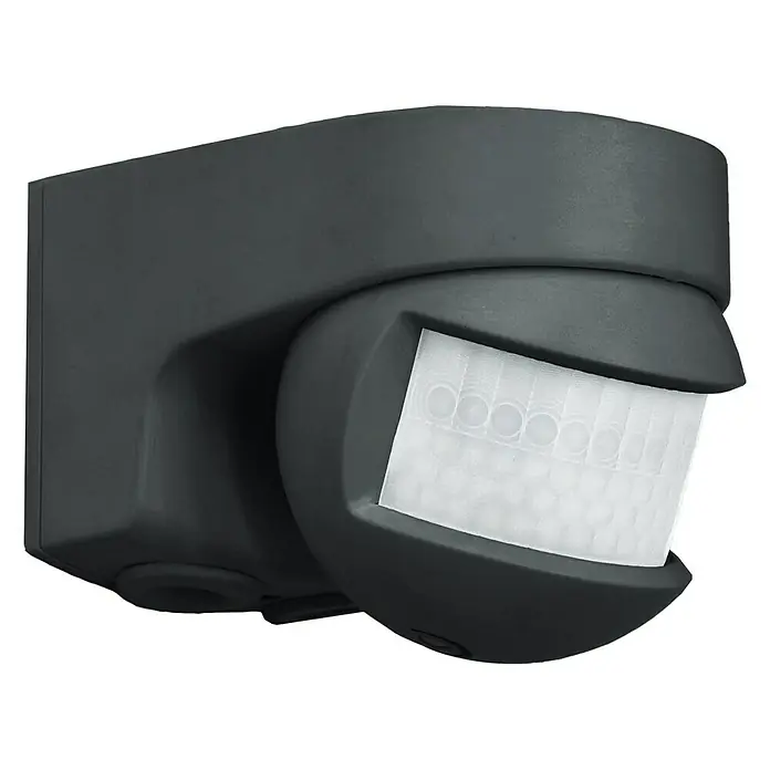 Voltolux Bewegungsmelder RS97B - Reichweite Sensor: 12 m, Schwarz, Erfassungswinkel Sensor: 200 ° - Nahaufnahme eines Bewegungsmelders für den Außenbereich, ideal zur Erhöhung der Sicherheit rund ums Haus.