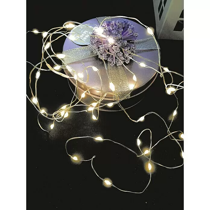 Globo LED-Lichterkette Venuto - Innen, Kabellänge: 1,9 m, Silber Metallic