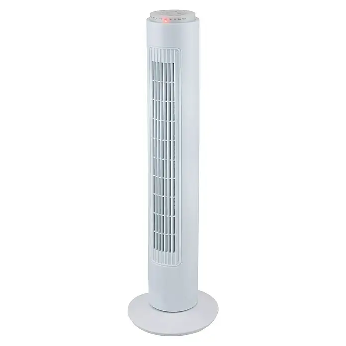 Voltomat Ventilador de torre Tower - Blanco, 78 cm, 50 W - Ventilador de torre blanco con rejilla rectangular estrecha y base redonda. Solución de refrigeración práctica y elegante para días calurosos.