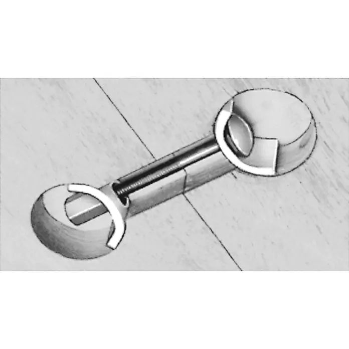 Stabilit Conector para encimeras - Largo: 65 mm - Una abrazadera ajustable con dos cabezas esféricas y una varilla roscada, ideal para sujetar piezas.