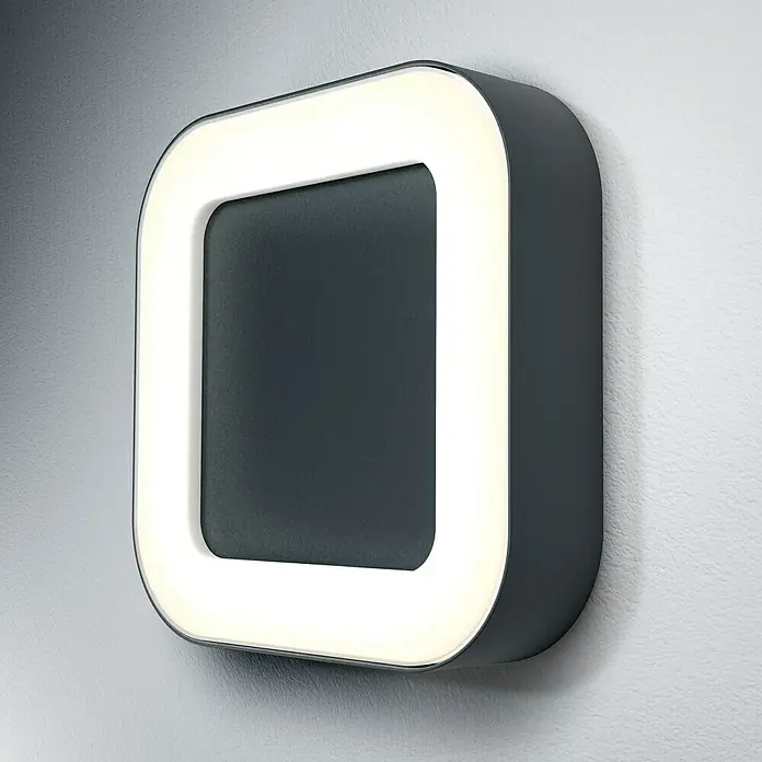 Osram LED-Außenwandleuchte Square - 13 W, 4,5 x 20,2 x 20,2 cm, Dunkelgrau, IP44 - Quadratische Wandleuchte mit abgerundeten Ecken und LED-Beleuchtung, die ein modernes und stilvolles Ambiente schafft.