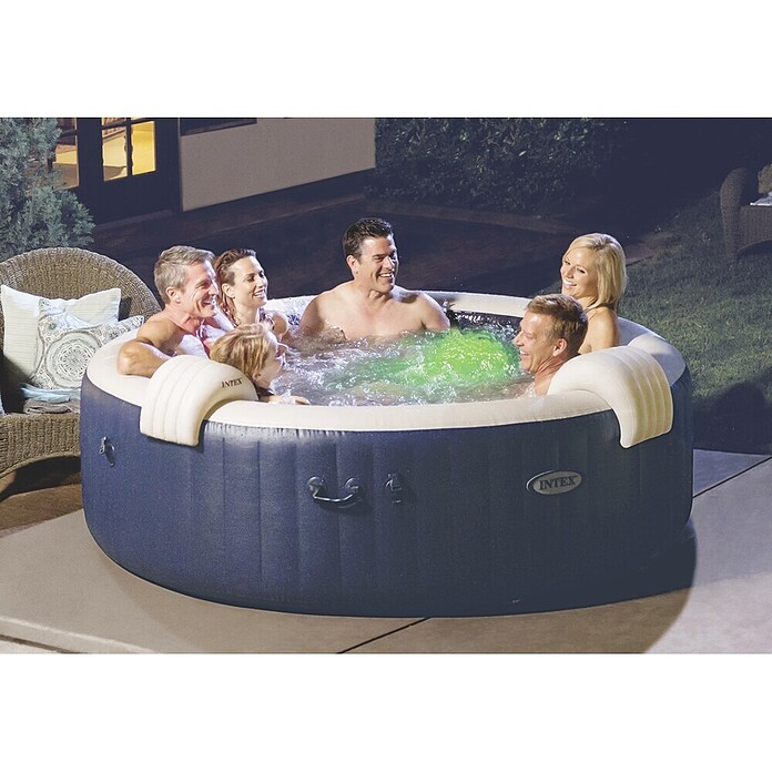 Intex Pure Spa Außen-Whirlpool (Ø x H: 216 x 71 cm, Kalkschutzsystem 10 W, Laminiertes Vinyl, Navy)
