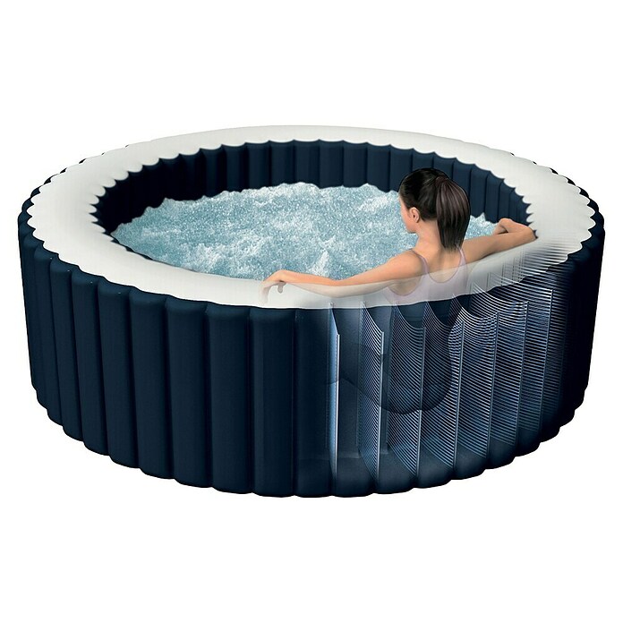 Intex Pure Spa Außen-Whirlpool (Ø x H: 216 x 71 cm, Kalkschutzsystem 10 W, Laminiertes Vinyl, Navy)