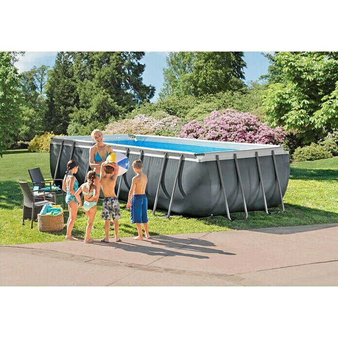 Intex Frame-Pool-Set Ultra Quadra XTRL x B x H: 549 x 274 x 132 cm, Fassungsvermögen: 17,2 m³, Dunkelgrau, Inkl. Sandfilteranlage Unknown