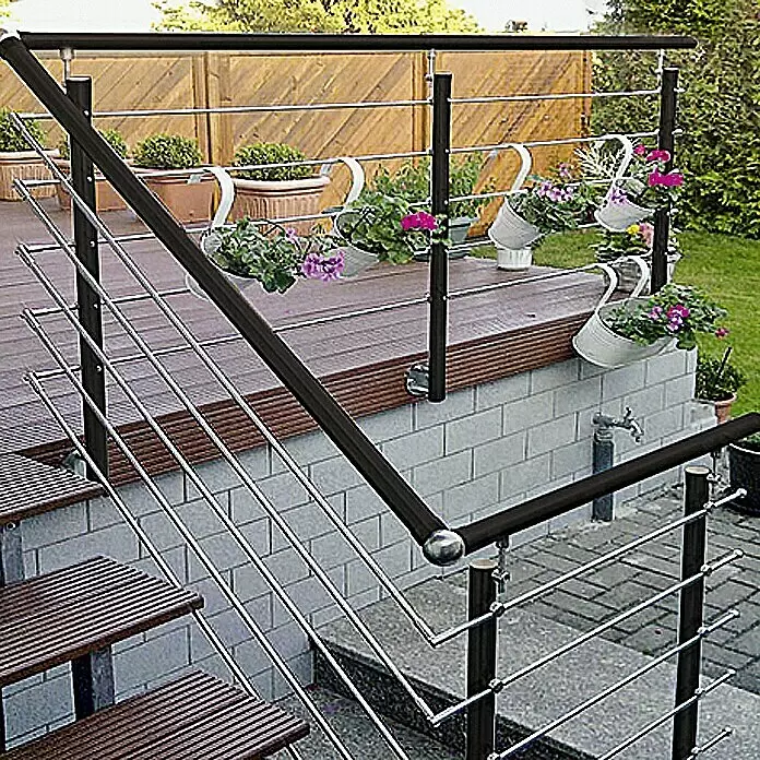 Treba Frewa Geländer-Set AG5 - Seitenmontage, Aluminium, Anthrazit, Edelstahl, Länge: 150 cm