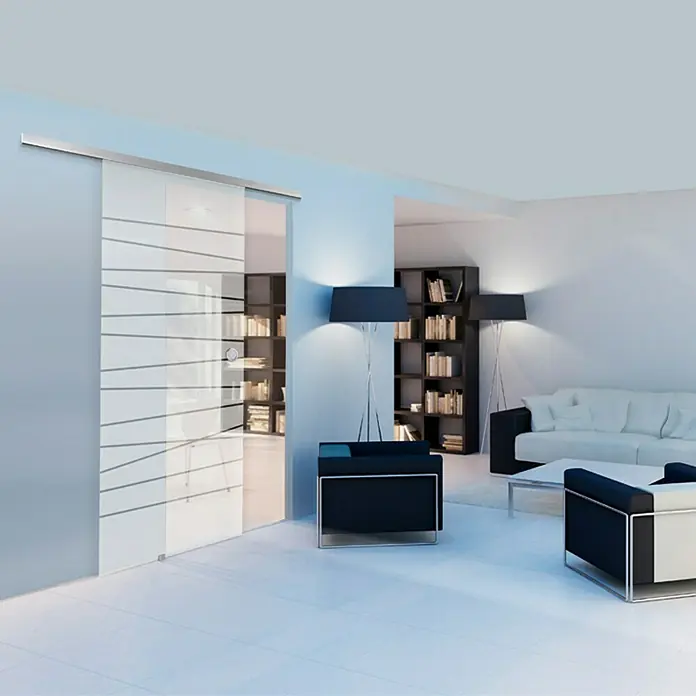 Diamond Doors Glasschiebetür Together - 935 x 2.058 mm, Einscheibensicherheitsglas (ESG) - Helle und moderne Inneneinrichtung mit einer eleganten Glasschiebetür, die den Raum optisch trennt und gleichzeitig offen hält.