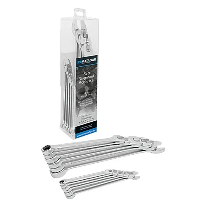 Matador Juego de llaves combinadas - Ancho de llave: 6 mm - 22 mm, 22 pzs. - Juego de llaves combinadas Matador en varias medidas, disponible tanto en embalaje como individualmente, ideal para cualquier taller.
