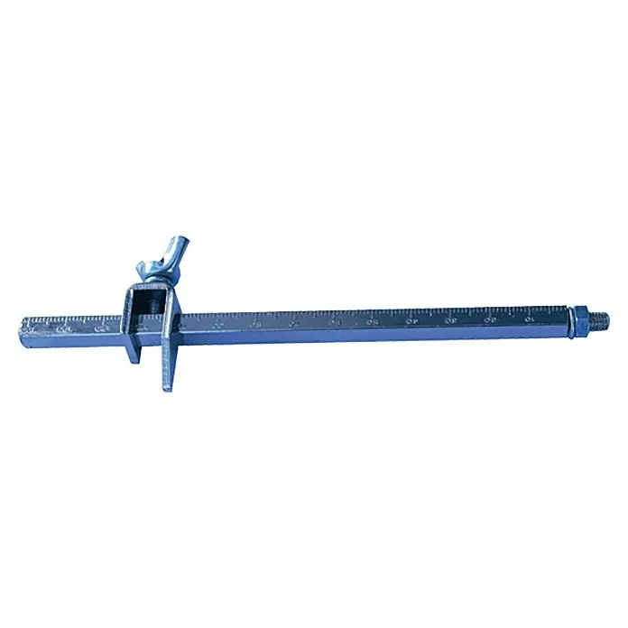 Heka Escuadra para corte - Apto para: Tenazas de corte - Detalle de un calibre ajustable, ideal para mediciones precisas en carpintería. Construcción robusta para uso profesional.
