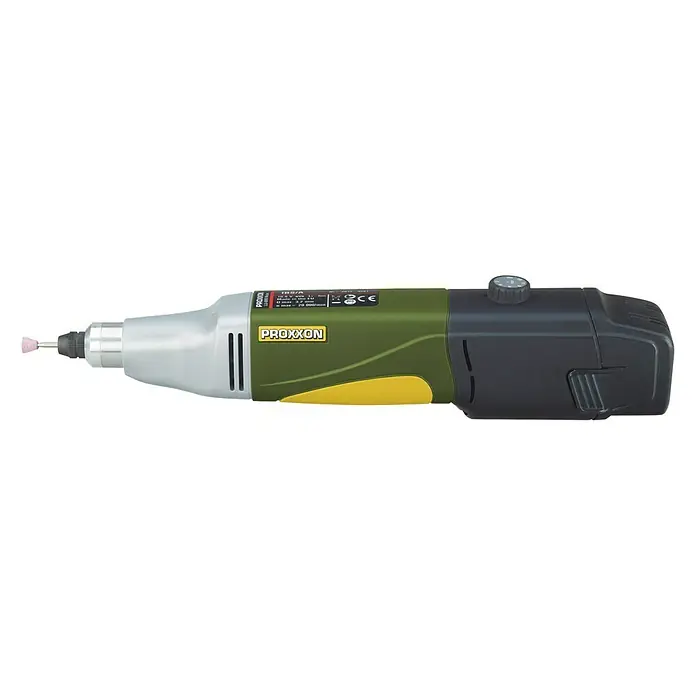 Proxxon Micromot Akku-Industrie-Bohrschleifer IBS/A - 10,8 V, Li-Ionen, 2,6 Ah, 1 Akku, Leerlaufdrehzahl: 7.000 U/min - 23.000 U/min - PROXXON IBS/A Akku-Industriebohrschleifer für präzises Schleifen, Polieren und Trennen mit hoher Laufruhe und Drehzahlregelung.