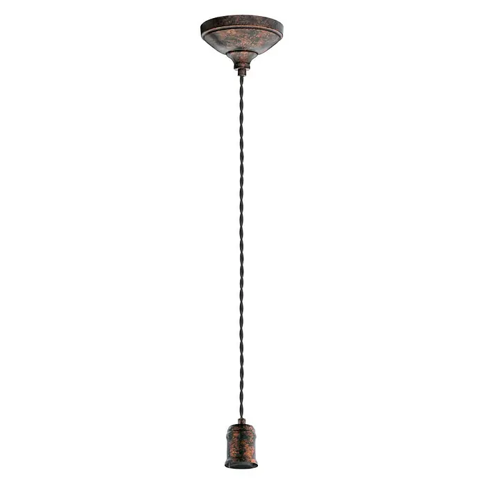 Eglo Lámpara colgante redonda Yorth - 60 W, Ø x Al: 10 mm x 200 cm, Cobre/negro, E27 - Lámpara colgante color óxido con cable textil y portalámparas. Un elemento de iluminación elegante.