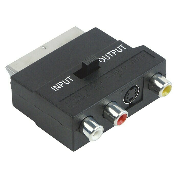 Schwaiger Video-AV-Adapter IN OUTScart-Stecker, Schwarz Back View