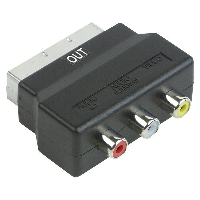 Schwaiger Video-AV-Adapter OUT1 x Scart-Stecker, 3 x Cinch-Kupplung Diagonal View