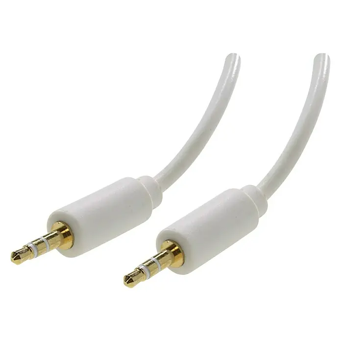 Schwaiger Audio-Kabel - 2 x Klinkenstecker 3,5 mm, 1,5 m, Vergoldete Kontakte - Weißes Audiokabel mit 3,5-mm-Klinkenstecker für hochwertigen Sound und zuverlässige Verbindung. Ideal für Musikliebhaber.
