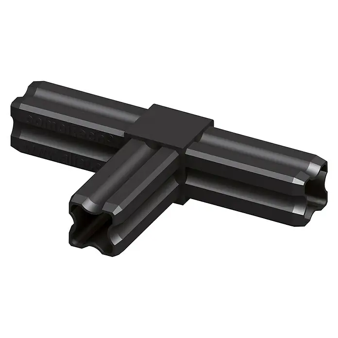 Kantoflex T-Verbinder 3 Zapfen - L x B: 23,5 x 23,5 mm, Polyamid - Schwarzer 3-Wege-Verbinder für Rohrkonstruktionen. Vielseitiges Zubehör für den Modellbau und andere kreative Projekte.