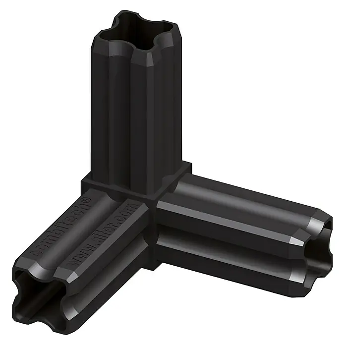 Kantoflex Eckverbinder - Länge: 23,5 mm, Schwarz - Schwarzes CombiTech-Verbindungsstück für Rohre, ideal für robuste und flexible Konstruktionen.