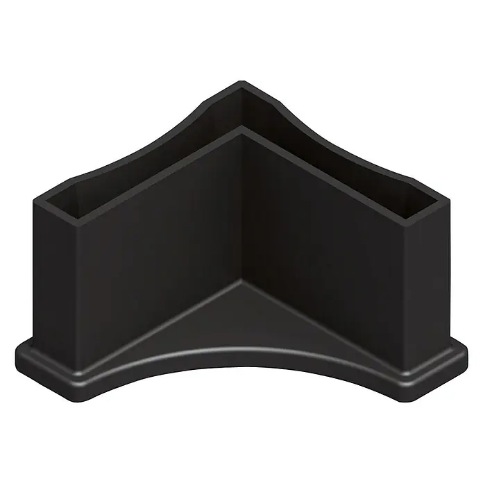 Regalfuß - Länge: 23,5 mm, Passend für: combitech®-System-Profil-Winkel, 2 Stk. - Ein schwarzer Eckpfostendeckel aus Kunststoff, der auf einer Oberfläche steht und eine moderne und saubere Ästhetik bietet.