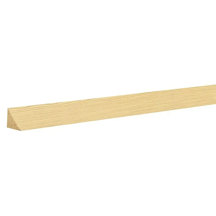 Dreikantleiste - L x B x H: 240 x 1,4 x 1,4 cm, Fichte/Kiefer - Ein helles, unbehandeltes Dreiecksleisten-Holzprofil, ideal für Innenausbau und dekorative Akzente. Naturholz mit deutlicher Maserung.
