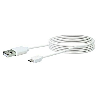 Schwaiger USB-Ladekabel (Weiß, Länge: 2 m, USB A-Stecker, USB Micro-B-Stecker)