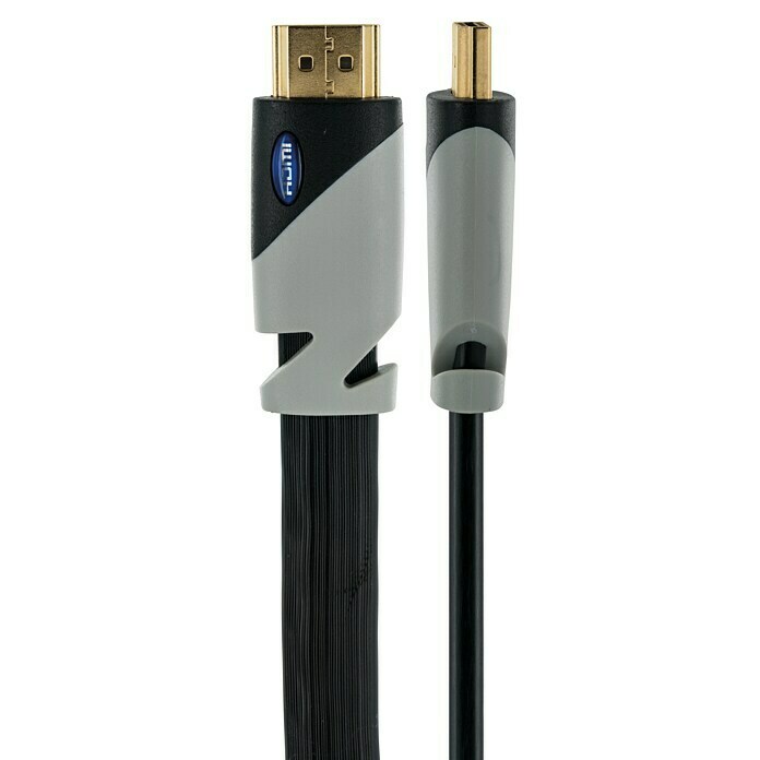 Schwaiger HDMI-KabelFlach, 3 m, Vergoldete Kontakte, 18 Gbit/s Front View