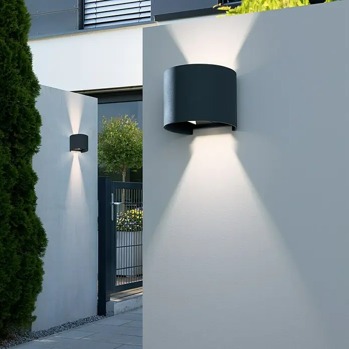 Starlux LED-Außenwandleuchte Umea - 8 W, 11,6 x 13,6 x 10 cm, Anthrazit, IP54 - Moderne Außenwandleuchte in Anthrazit, die ein stimmungsvolles, nach oben und unten gerichtetes Licht erzeugt. Perfekt für Fassaden.