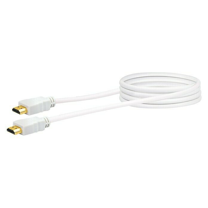 Schwaiger HDMI-Kabel1,5 m, Weiß, 18 Gbit/s, Vergoldete Kontakte Front View