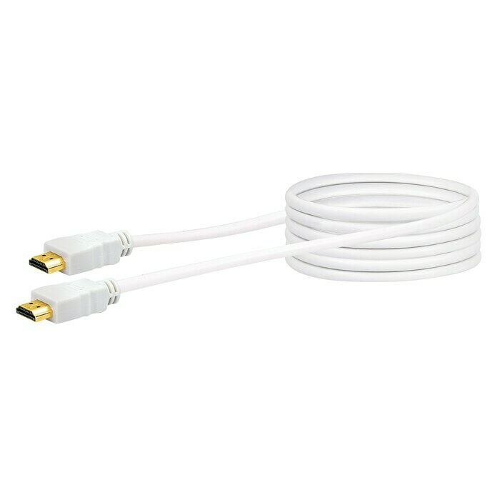 Schwaiger HDMI-Kabel3 m, Weiß, 18 Gbit/s, Vergoldete Kontakte Front View