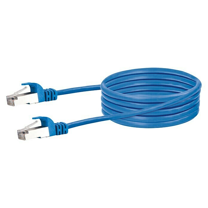 Schwaiger Netzwerk-Kabel CAT6 (1 m, Blau, RJ45-Stecker, Bis zu 1 Gbit)