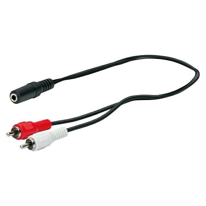 Schwaiger Audio-Adapter0,2 m, 2 x Cinch-Stecker, 1 x Klinkenkupplung 3,5 mm Front View