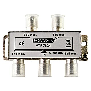 Schwaiger Verdeler (4 voudig, F-connector, 5 - 1.000 MHz, 8 dB)