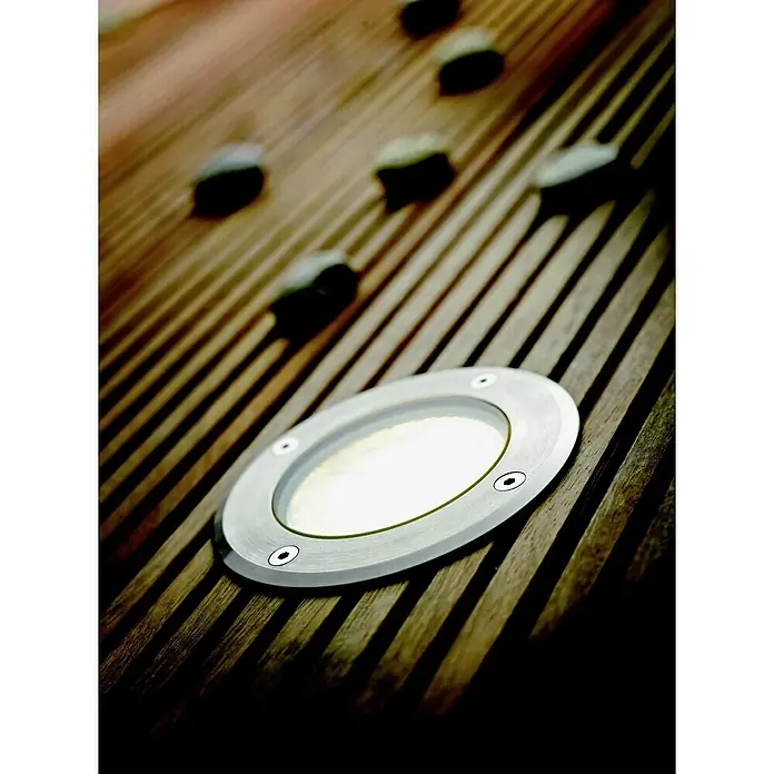 Starlux Foco para empotrar en suelo Arvika - 5 W, Blanco cálido - Foco empotrable de metal montado sobre un piso de madera.
