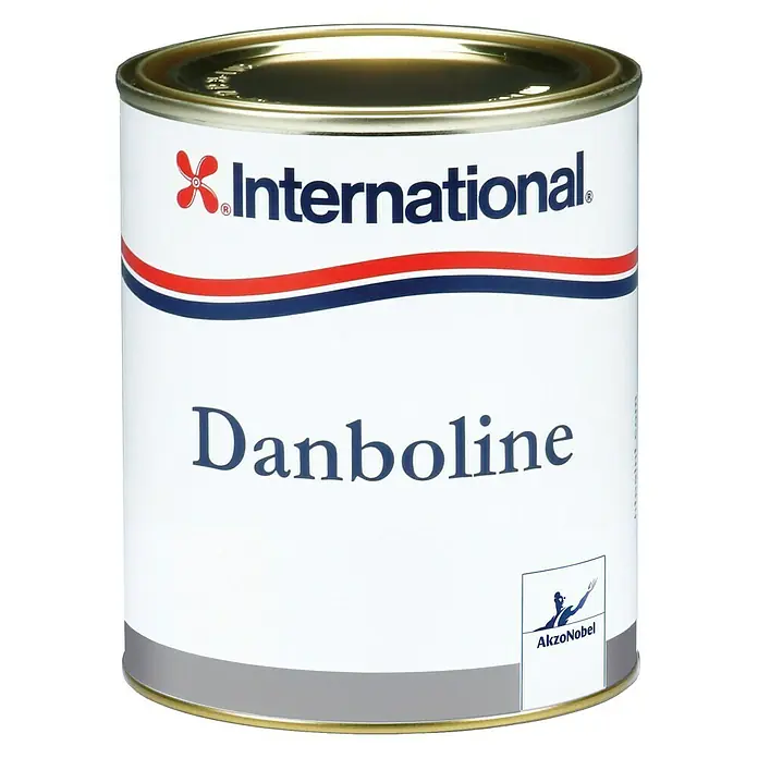 International Bilgenfarbe Danboline - Grau, 750 ml, Glänzend - Dose Danboline Antifouling-Bootsfarbe von International, idealer Schutz vor Bewuchs im Wasser, mit International- und AkzoNobel-Logo.