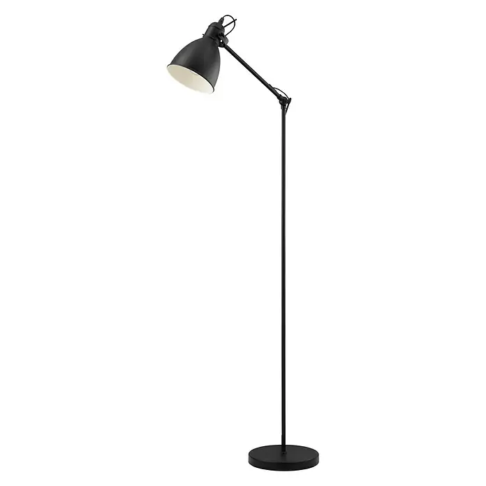Eglo Priddy Stehleuchte Priddy - Höhe: 137 cm - Elegante schwarze Stehlampe mit verstellbarem Arm und Lampenschirm, perfekt für Wohnzimmer oder Büro. Ideal für gezieltes Licht beim Lesen oder Arbeiten.