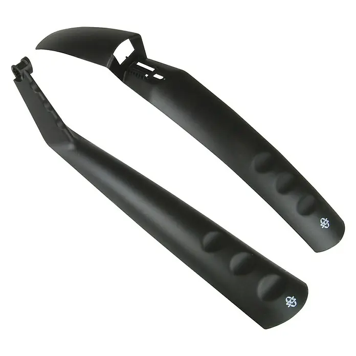 Fischer Spritzschutz-Set - Geeignet für: 26 - 28″ Fahrräder - Ein Satz schwarzer Fahrradschutzbleche, bestehend aus einem Vorder- und einem Hinterradschutzblech.