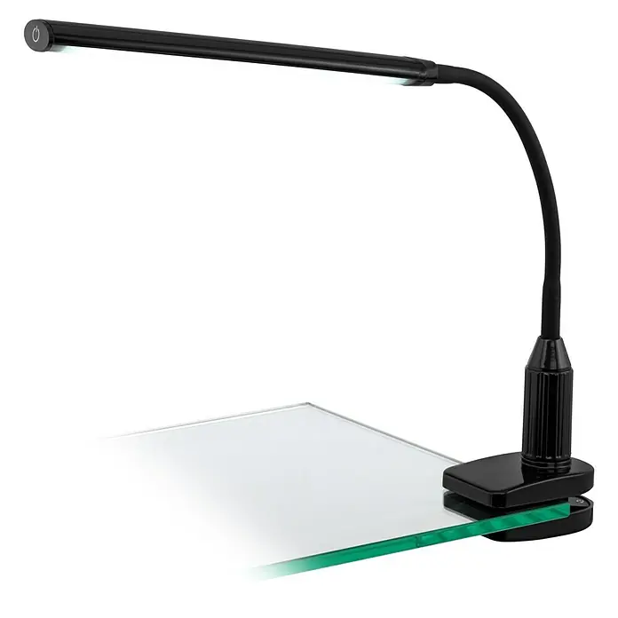 Eglo LED-Klemmleuchte Laroa - L x B x H: 45 cm x 6,5 cm x 27,5 mm - Schwarze Klemmleuchte mit flexiblem Hals, perfekt für Schreibtische und andere Oberflächen, die eine praktische Beleuchtungslösung bieten.