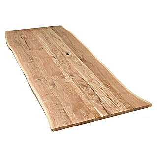 Tischplatte mit Waldkante (Eiche, 80 x 80 x 2,6 cm)