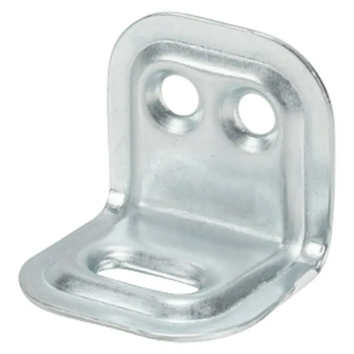 Stabilit Escuadra regulable - L x An x Al: 25 x 30 x 1 mm, Acero, Zincado - Un soporte de ángulo galvanizado con dos orificios redondos en un lado y un orificio ovalado en el otro.