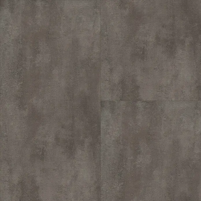 Vinylbodenmuster Strong SPC Travertin Toscano - 280 x 160 x 3,8 mm, Steinoptik - Nahaufnahme von vier grauen Bodenfliesen mit matter, strukturierter Oberfläche, die ein modernes und robustes Erscheinungsbild bieten.