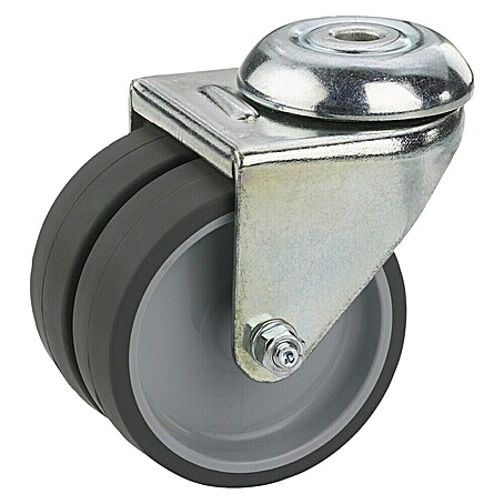 Dörner & Helmer Apparate-Doppelrolle (Durchmesser Rollen: 50 mm, Traglast: 80 kg, Gleitlager, Mit Rückenloch)
