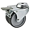 Dörner & Helmer Rueda doble para equipos (Diámetro ruedas: 50 mm, Capacidad de carga: 80 kg, Casquillo liso, Con agujero pasante y freno)