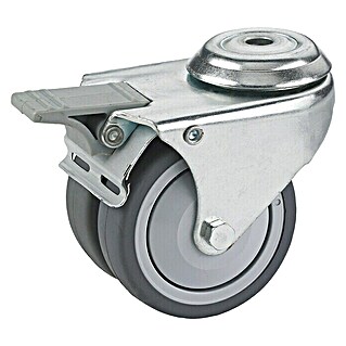 Dörner & Helmer Apparate-Doppelrolle (Durchmesser Rollen: 75 mm, Traglast: 100 kg, Gleitlager, Mit Rückenloch und Feststeller)
