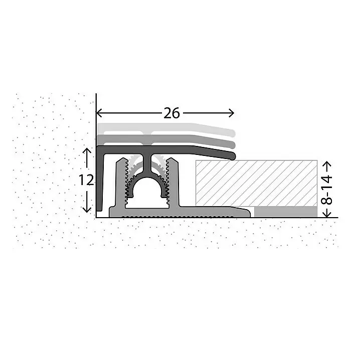 LOGOCLIC Abschlussprofil 313 - Edelstahl matt, 0,9 m x 26 mm, Montageart: Stecken - Detailaufnahme