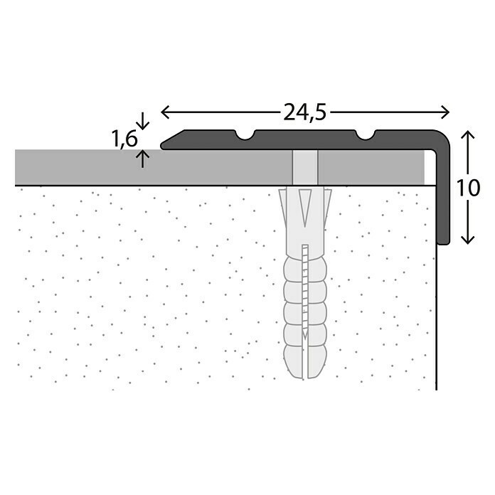 LOGOCLIC Kutni profil (Mat plemeniti čelik, 1 m x 24,5 mm x 10 mm, Vrsta montaže: Vijci)