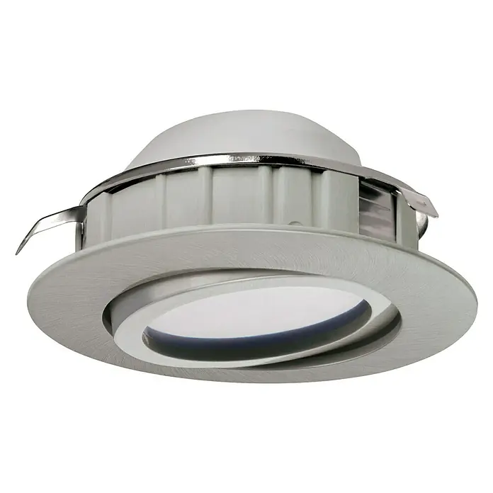 Eglo LED-Einbauleuchte Pineda rund - 6 W, Ø x H: 8,4 x 4 cm, Nickel matt, Warmweiß - Deckeneinbaustrahler in gebürstetem Nickel-Finish. Ideal für moderne Innenräume und eine stilvolle Beleuchtung.