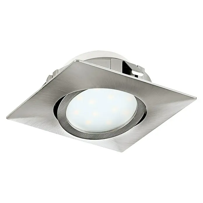 Eglo LED-Einbauleuchte Pineda - 6 W, L x B x H: 8,4 x 8,4 x 4 cm, Nickel matt, Warmweiß - Quadratische LED-Einbauleuchte mit gebürstetem Nickel-Finish, ideal für moderne Innenräume.