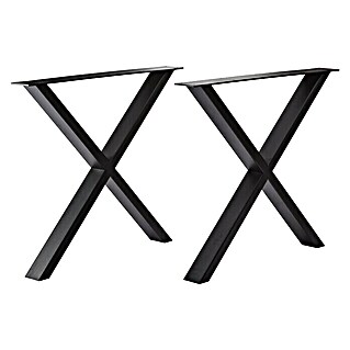 Pur Iternal Black Edition Tischbein (700 x 100 x 723 mm, Schwarz, X-Form, Passend für: Tischplatten Breite 80 – 90 cm, 2 Stk.)