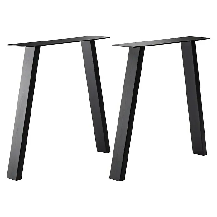 Pur Iternal Black Edition Tischbein - 800 x 150 x 723 mm, Schwarz, U-Form, Passend für: Tischplatten Breite 80 – 90 cm, 2 Stk. - Zwei schwarze, rechteckige Tischbeine aus Metall mit Montageplatte für Möbel.